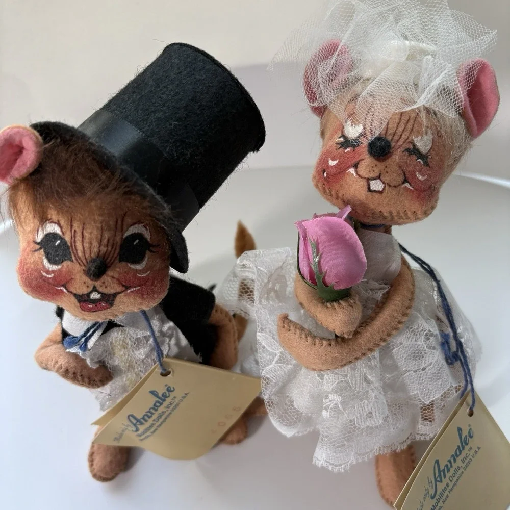 Annalee Wedding Mice Bride And Groom Mouse Set 1994 No. 2055 With Tags Mint!